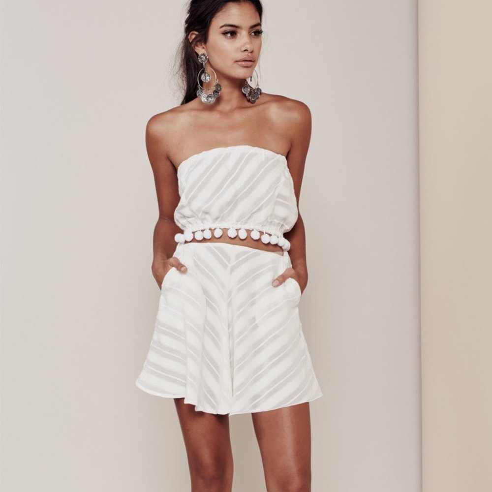 For Love & Lemons A-Line Ivory Striped Skirt sz M EUC